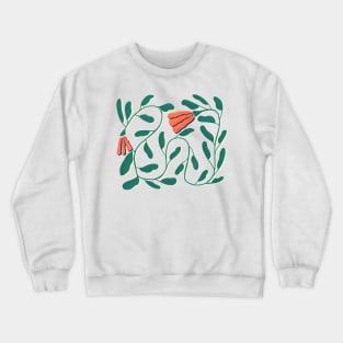 Simple Red Flowers on Vine with White Shadow Crewneck Sweatshirt